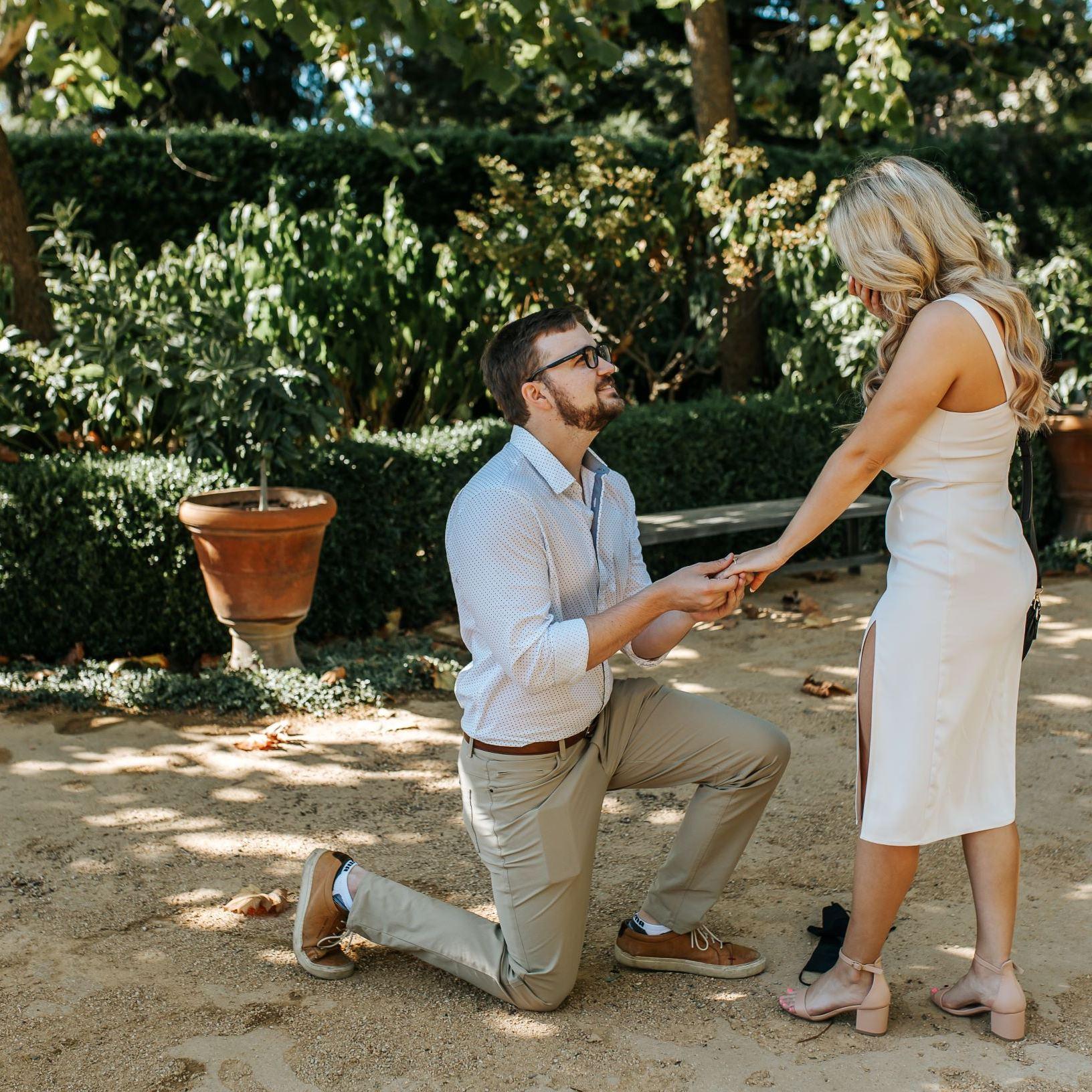 Austin proposed to Sarah at Chateau St Michelle in Sonoma California on their anniversary, October 15th.