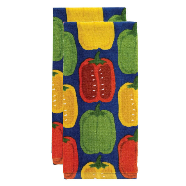 T-fal Print Fiber Reactive Kitchen Towel, Two Pack, Peppers