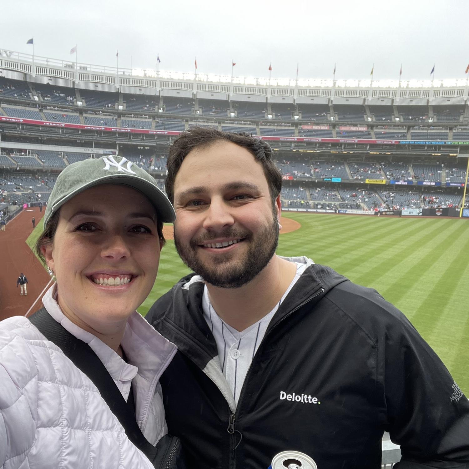 Enjoying a game with Adam’s favorite team in chilly NYC!