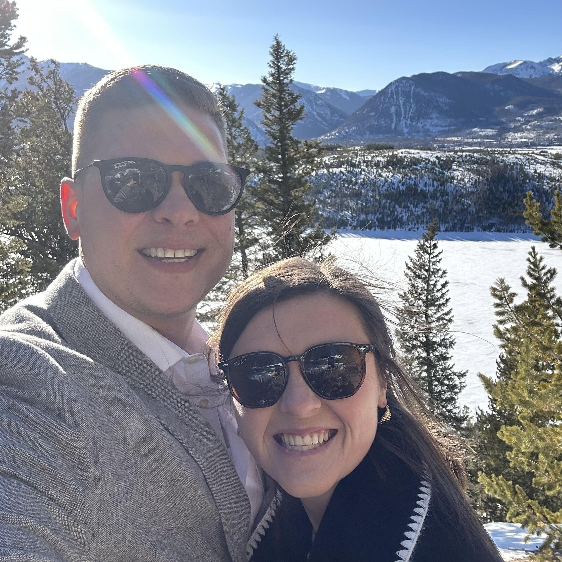 Selfie we took right before Chris proposed. I was so surprised and had no idea he was about to do it!