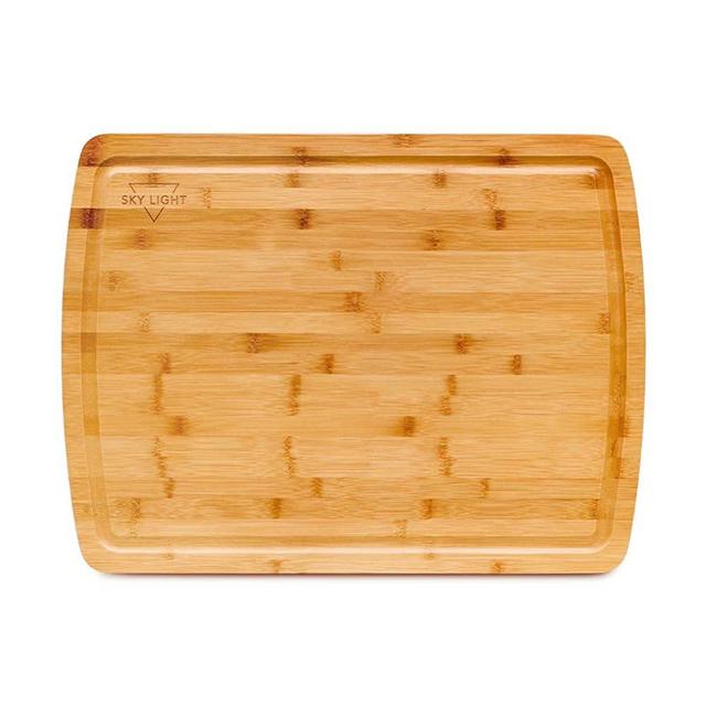 SKY LIGHT Extra Large Cutting Board, 24 x 18 inch XL Organic Pre-Oiled Bamboo Chopping Board with Juice Groove for Meat, Turkey, Fruit & Vegetables, Kitchen Butcher Block