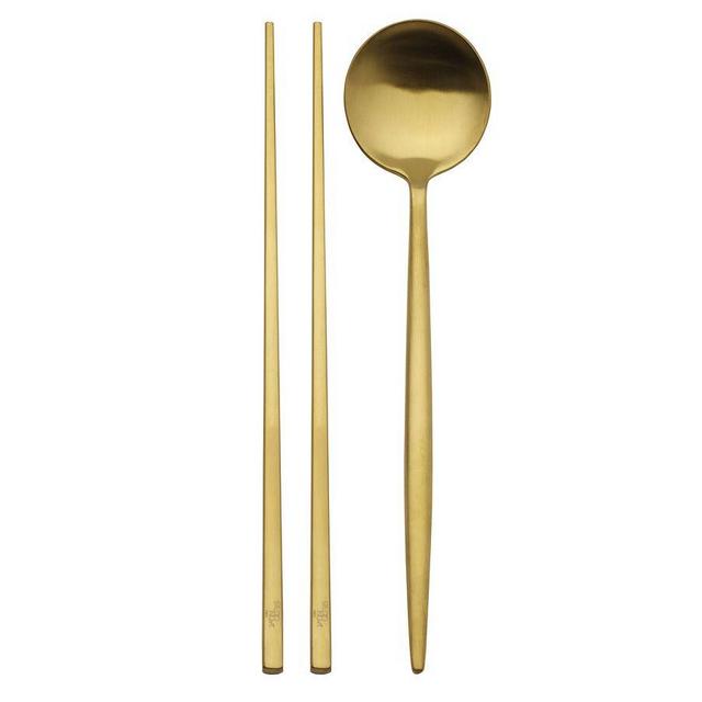 Chopstick and Spoon Set, Gold