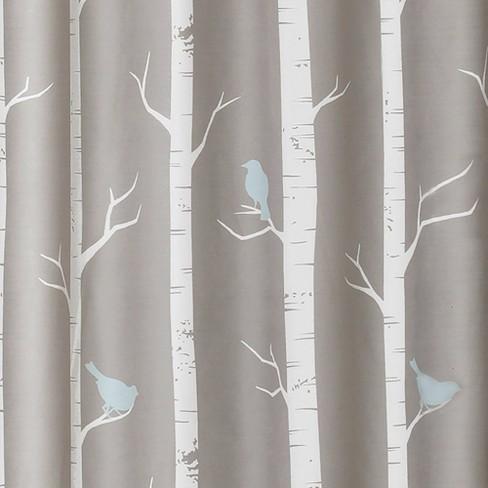 Bird on the Tree Shower Curtain Gray/Blue - Lush Decor