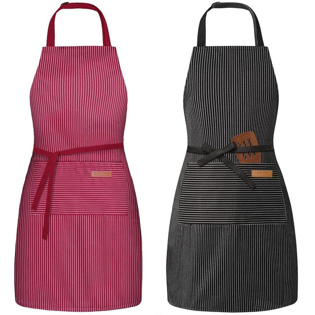 BeLuyi 2 Pack Adjustable Bib Apron with 2 Pockets Chef Cooking Kitchen Restaurant Aprons for Women Men