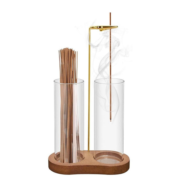Homivale 2-in-1 Incense Holder for Sticks: Incense Burner with Ash Catcher for Home Room House Office Apartment Decor - Wooden Decorations Accessories for Meditation Yoga Spa