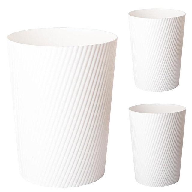UUJOLY Small Trash Can Wastebasket Garbage Can Container Bins for Bathrooms, Laundry Room, Kitchens, Offices, Kids Rooms, Dorms (White, 3 Pack)
