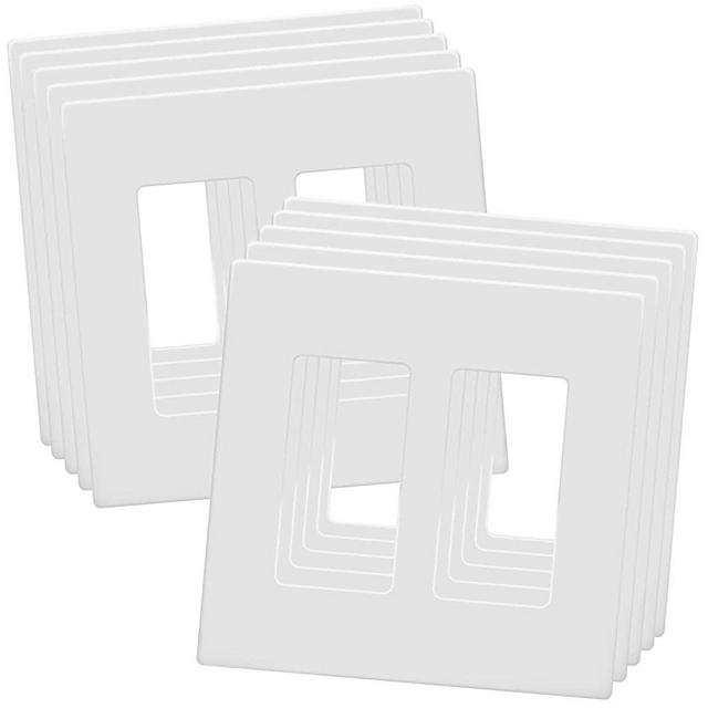 ENERLITES Screwless Decorator Wall Plates Child Safe Outlet Covers, Size 2-Gang 4.68" H x 4.73” L, Unbreakable Polycarbonate Thermoplastic, SI8832-W-10PCS, Glossy, White (10 Pack)