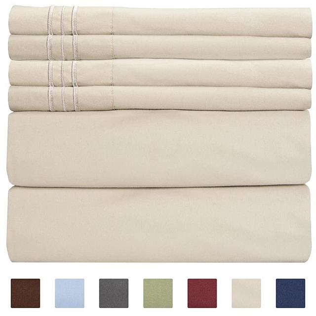 Queen Size Sheet Set - 6 Piece Set - Hotel Luxury Bed Sheets - Extra Soft - Deep Pockets - Easy Fit - Breathable & Cooling Sheets - Wrinkle Free - Comfy - Tan - Beige Bed Sheets - Queens Sheets - 6 PC