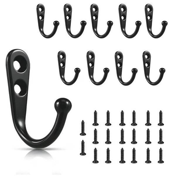 Set of 10 Coat Hooks (Black)