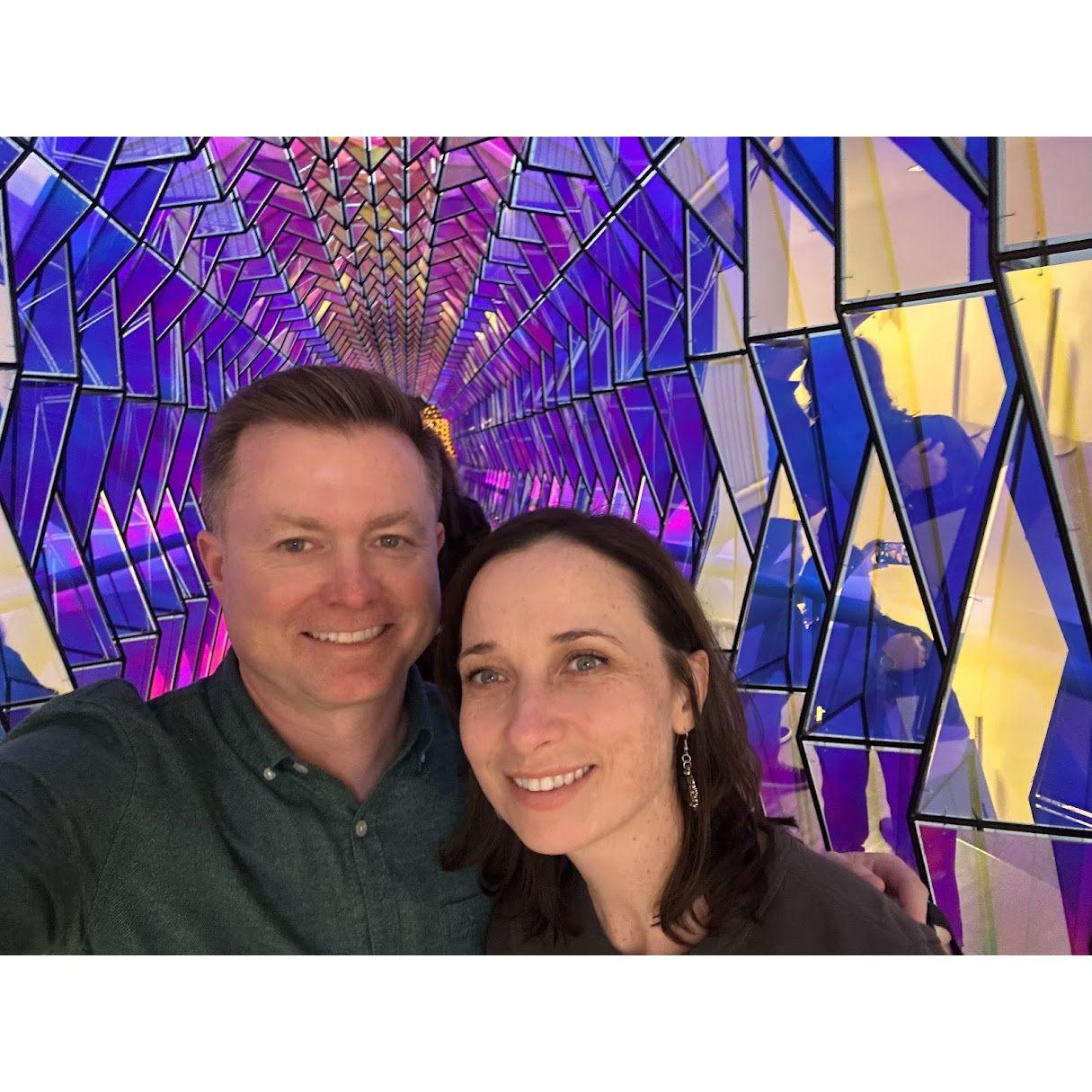 San Francisco Museum of Modern Art.. we were 5 stories up on a catwalk and one of us was very nervous..