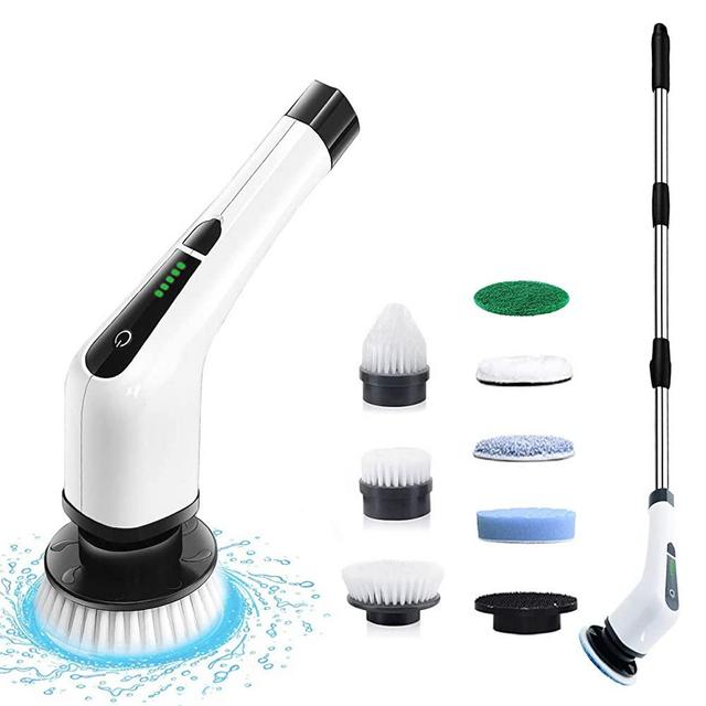 Electric Spin Scrubber Rechargeable Cleaning Brush, Cordless and Portable Power Scrubber Kit with Replaceable Brush Heads, Electric Bathroom Scrubber for Cleaning Tile, Sink, Window, Floor, Tub, Car