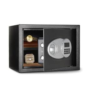 Amazon Basics Amazon Basics Steel Security Safe and Lock Box with Electronic Keypad, Secure Documents Storage, Black, 0.5 Cubic Feet, 13.8"W x 9.8"D x 9.8"H, Removable Shelf