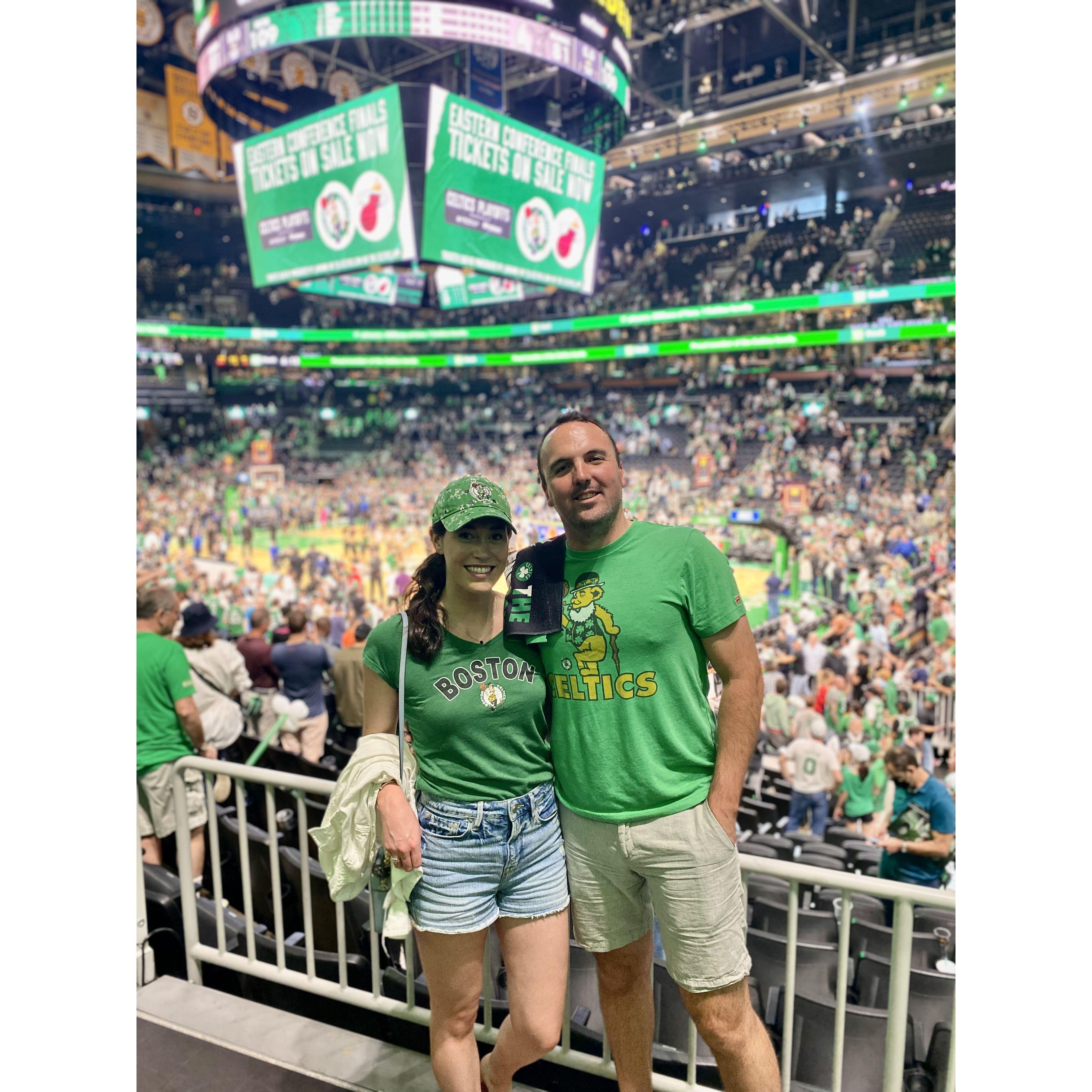 At the Celtics game... our favorite dates together!