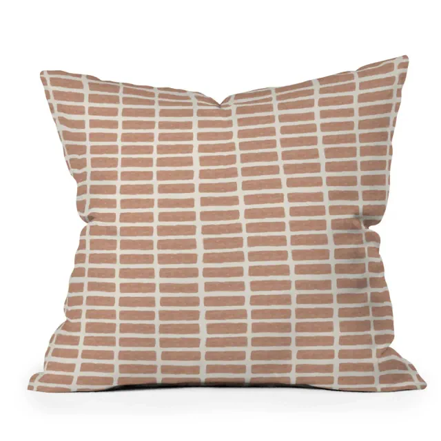 26" x 26" Little Arrow Design Co. Block Tile Outdoor Throw Pillow Terracotta - Deny Designs: Geometric, Polyester, Square Shape