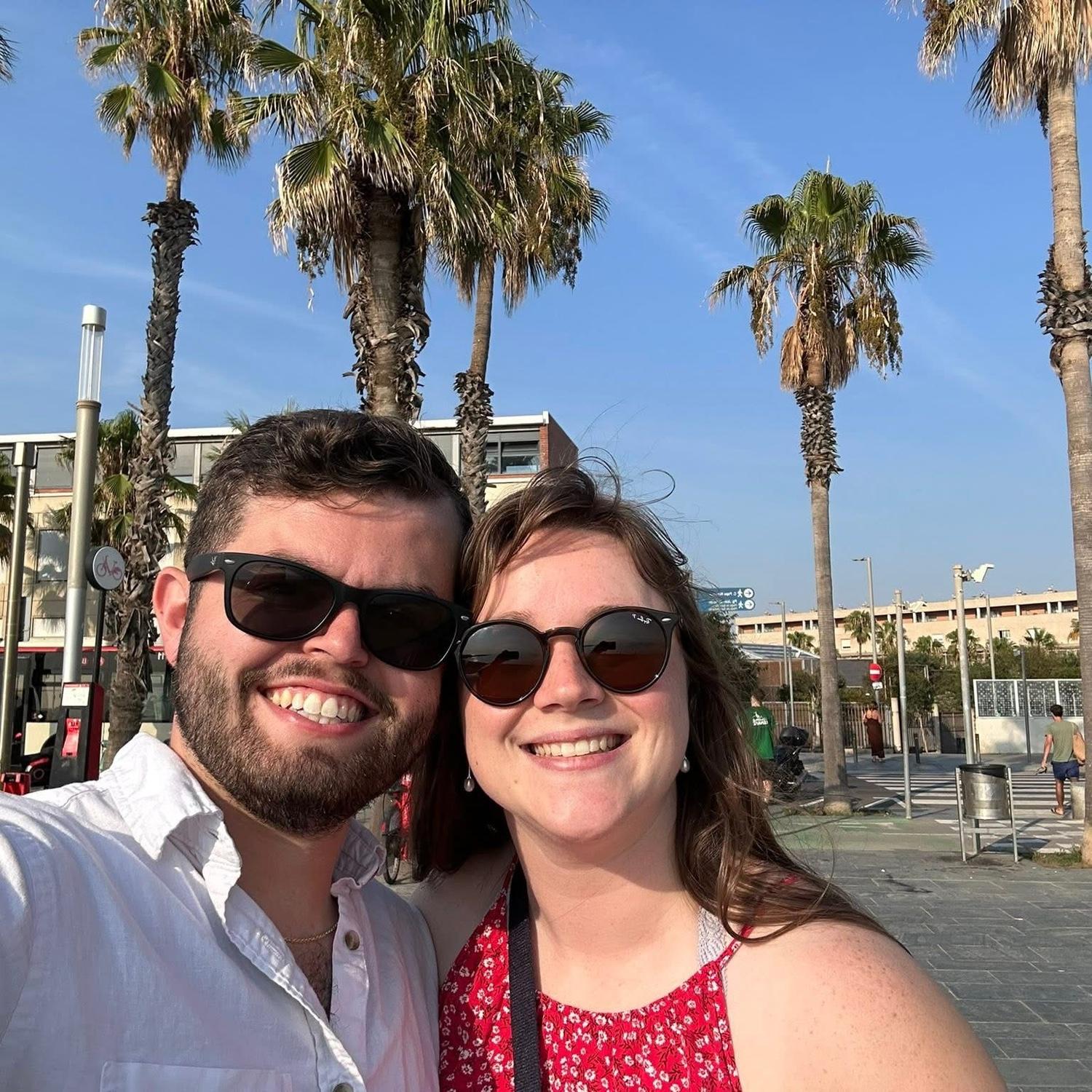 Our first walk on the beach as an engaged couple on La Playa Barceloneta in Spain.