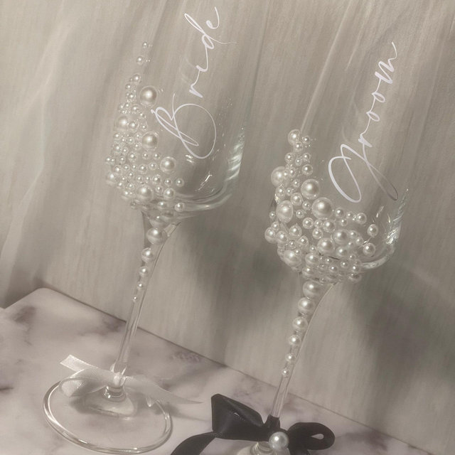 Personalised crystal glass Pearl champagne flute(ONE GLASS)