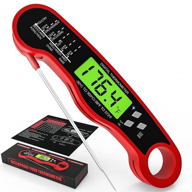 AWLKIM Meat Thermometer Digital - Fast Instant Read Food Thermometer for Cooking, Candy Making, and Outside Grill, Waterproof Kitchen Thermometer with Backlight & Hold Function