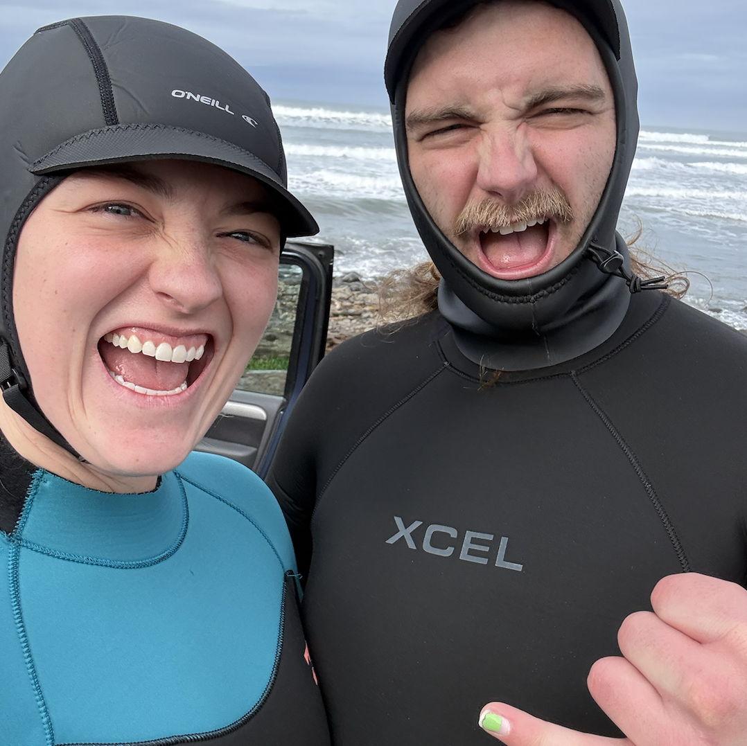 Surfing adventures in Oregon.