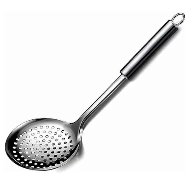 Cyoufine 13.2" Stainless Steel Cooking Skimmer Spoon Metal Slotted Spoon for Straining, Ideal for Frying, Skimmer Ladle Sspoons Kitchen Utensils Fryer Scoop