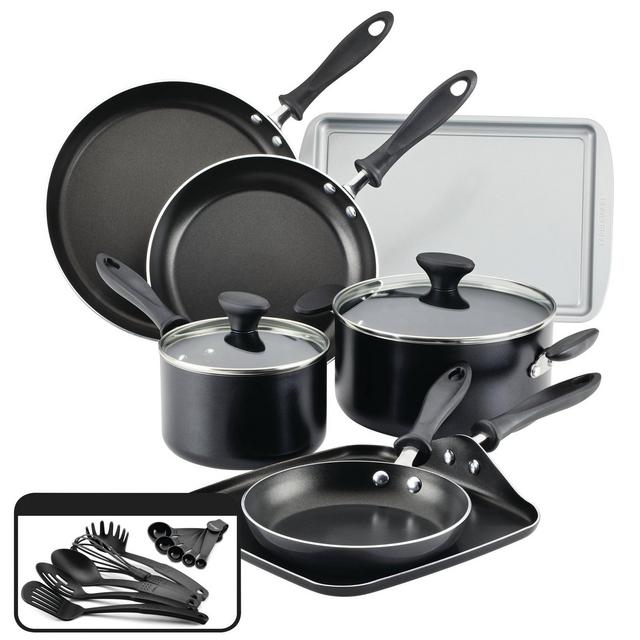 Farberware Reliance 19pc Aluminum Nonstick Cookware Set with Prestige Tools Black
