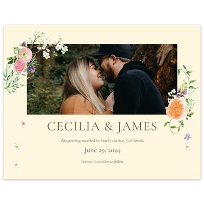 Cream, Beige Wedding Digital Save the Date - Rosalind Photo