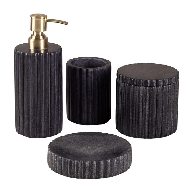 GAURI KOHLI Roksana Black Marble Bath Accessories, Set of 4