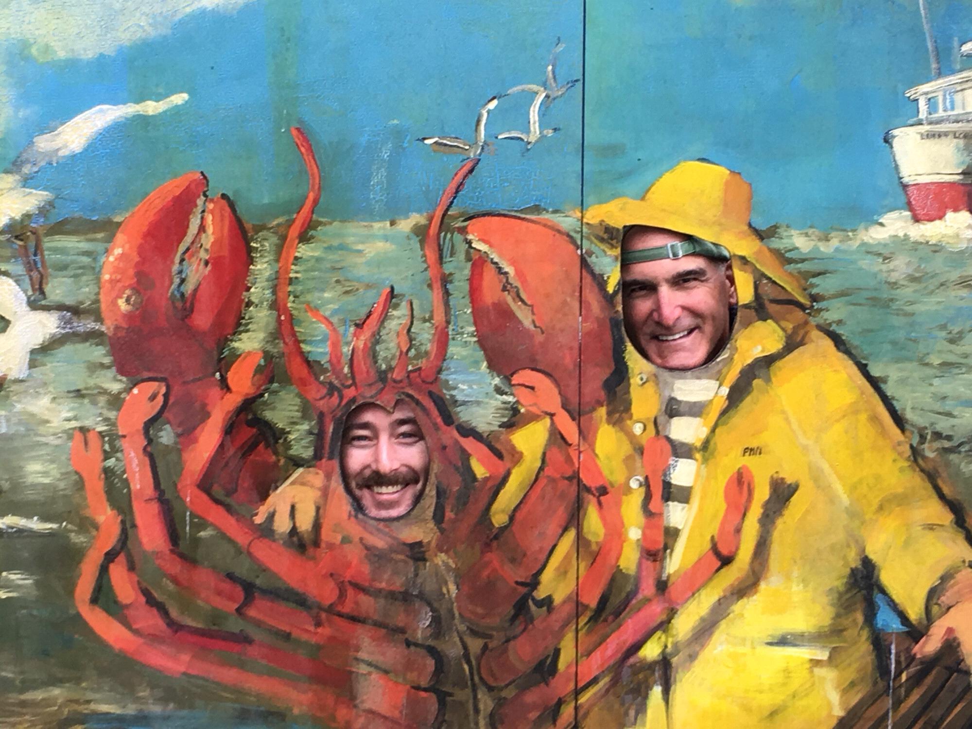 This is a lobster hanging out with Allison’s uncle John in Maine.