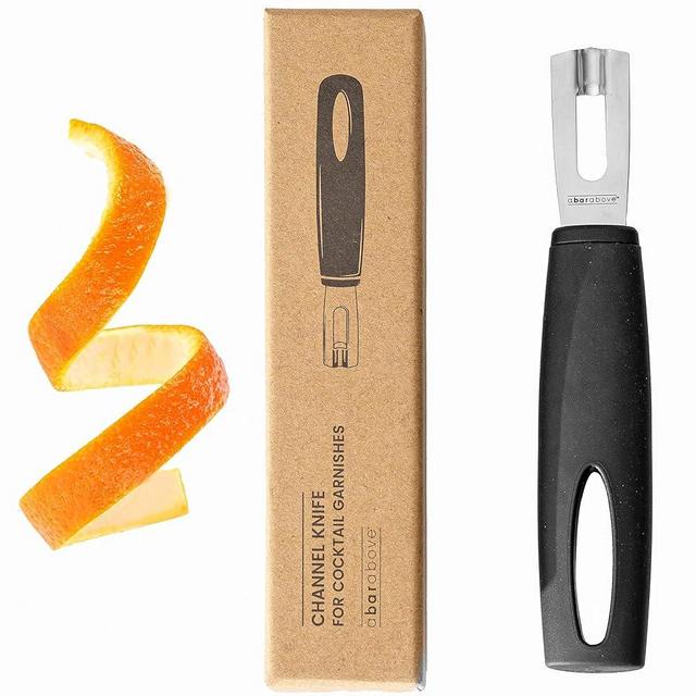 A Bar Above Premium Quality Channel Knife - Stainless Steel Bar Tool - Garnish for Cocktail Mixers - Lemon Zester & Fruit Peeler - Professional Grade Bar Accessory (Stainless Steel)