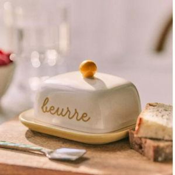 Café Violette Handpainted Stoneware Butter Dish