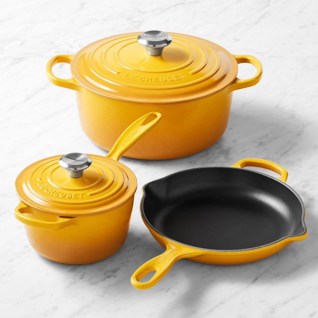Le Creuset Signature Enameled Cast Iron 5-Piece Cookware Set, Nectar