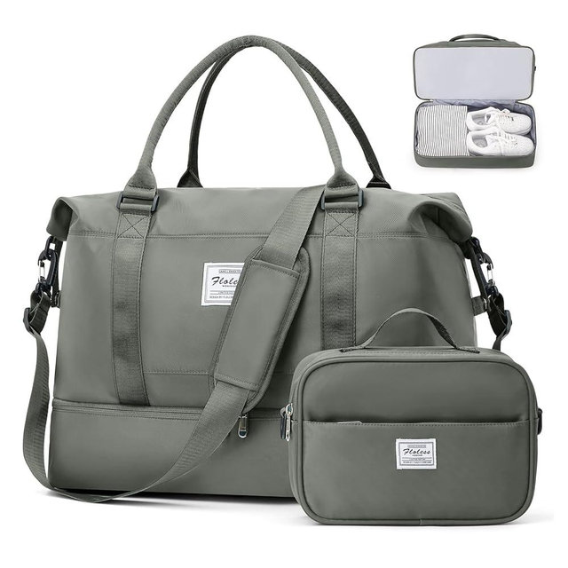 Weekender Bags for Women, Travel Duffel Bags with Shoe Compartment,Personal Item Travel Bag for Airlines, Carry on Overnight Tote Bag for women with Toiletry Bag, Olive Green