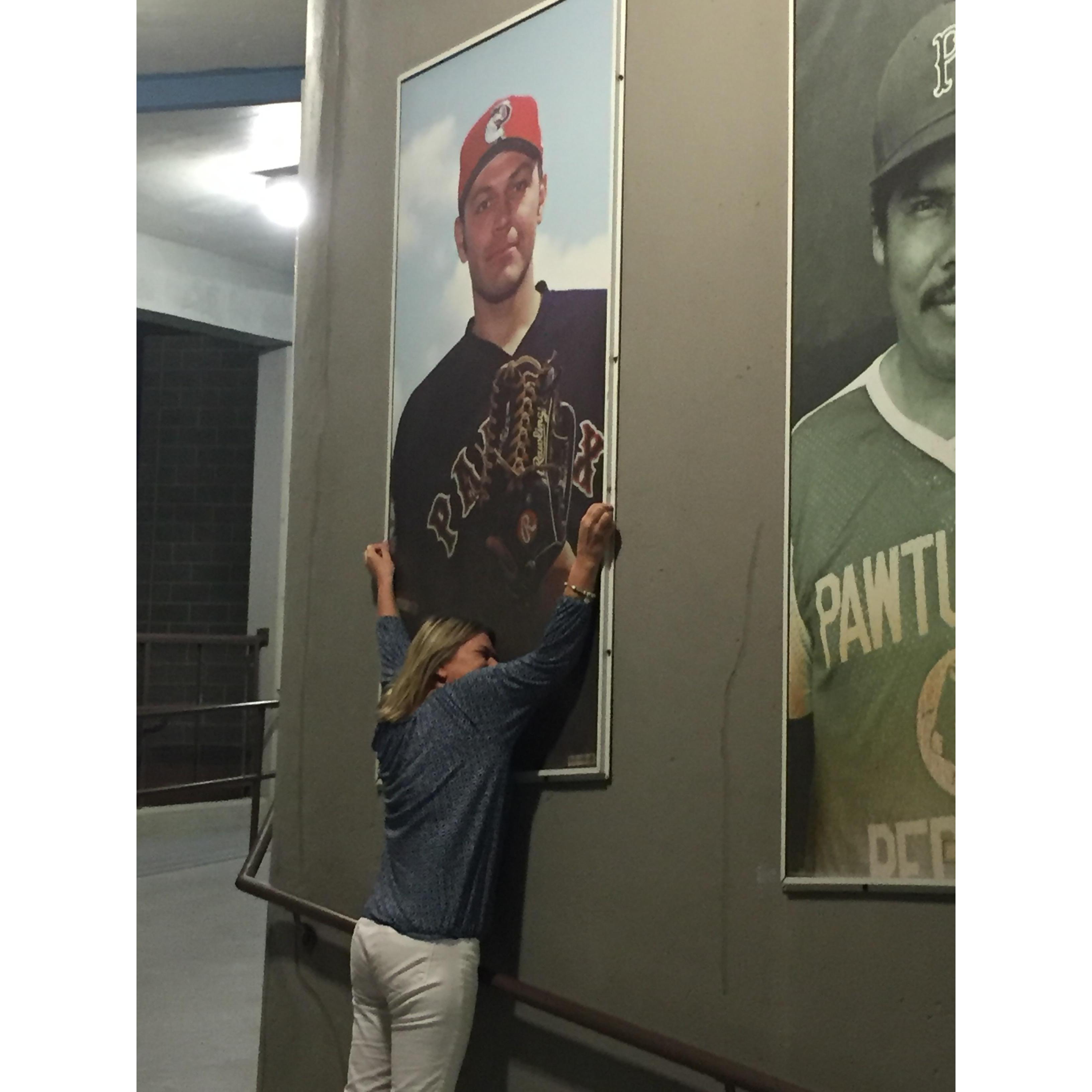 My first game in Pawtucket with Brian coaching. I was walking down to the concession stands- it’s not important why 😝- and I looked up to see Brian staring at me on the wall.