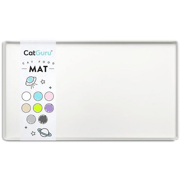 CatGuru Cat Food Mat, Small & Large Pet Food Mat, 100% Waterproof Cat Mat for Food and Water, Silicone Mat for Cat Bowls, Non-Slip Mat for Cat Food and Water Bowl or Cat Fountain (Small, Marshmallow)