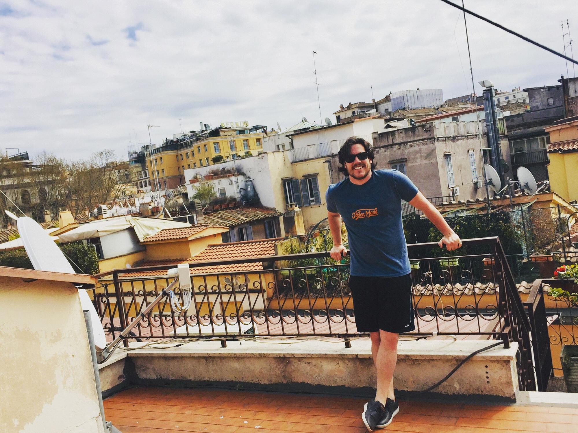 Top of our hotel in Rome, 2019.