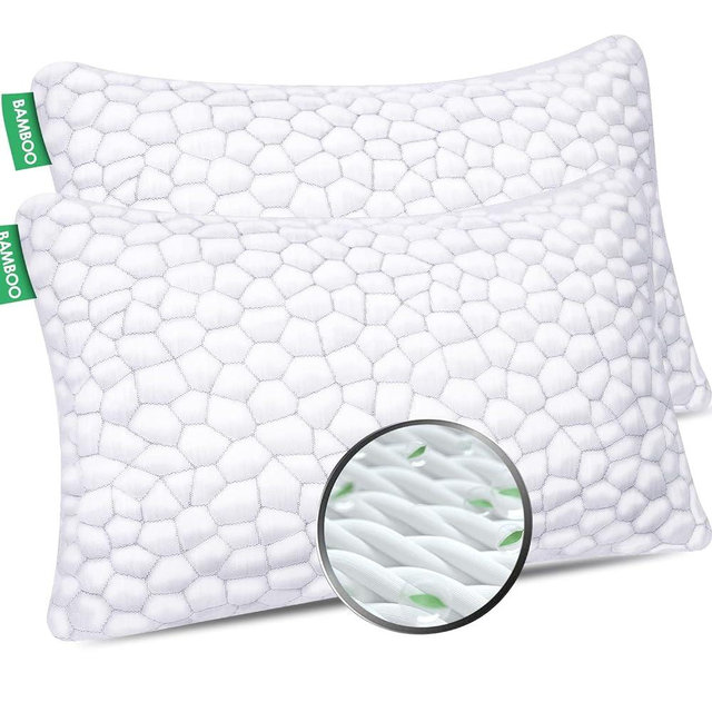 SUPA MODERN Bed Pillows for Sleeping 2 Pack Shredded Memory Foam Pillows Adjustable Cool Pillow for Side Back Stomach Sleepers - Luxury Gel Pillows Queen Size Set of 2 with Washable Removable Cover