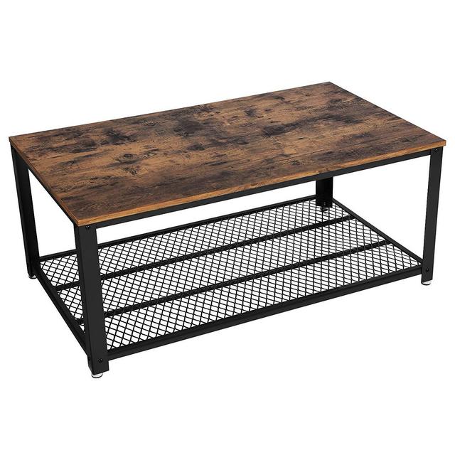 Songmics - SONGMICS Vintage Coffee Table, Cocktail Table with Storage Shelf for Living Room, Wood Look Accent Furniture with Metal Frame, Easy Assembly ULCT61X