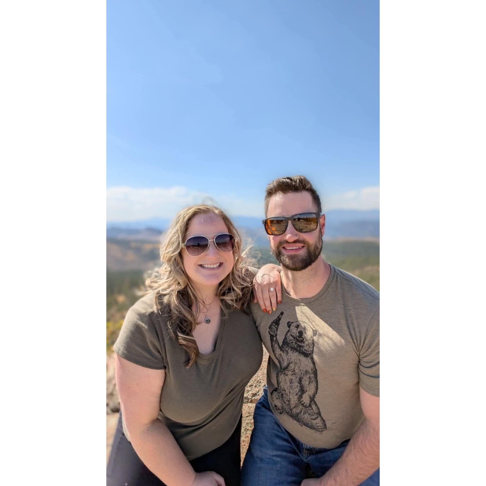 Our Colorado trip proposal pictures with a phone and tripod set up on the rock formation!