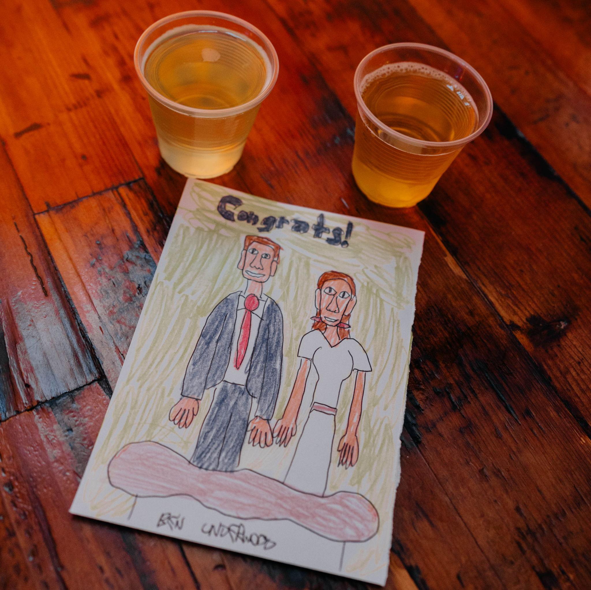 Ben at Thirsty's drew a picture of us.