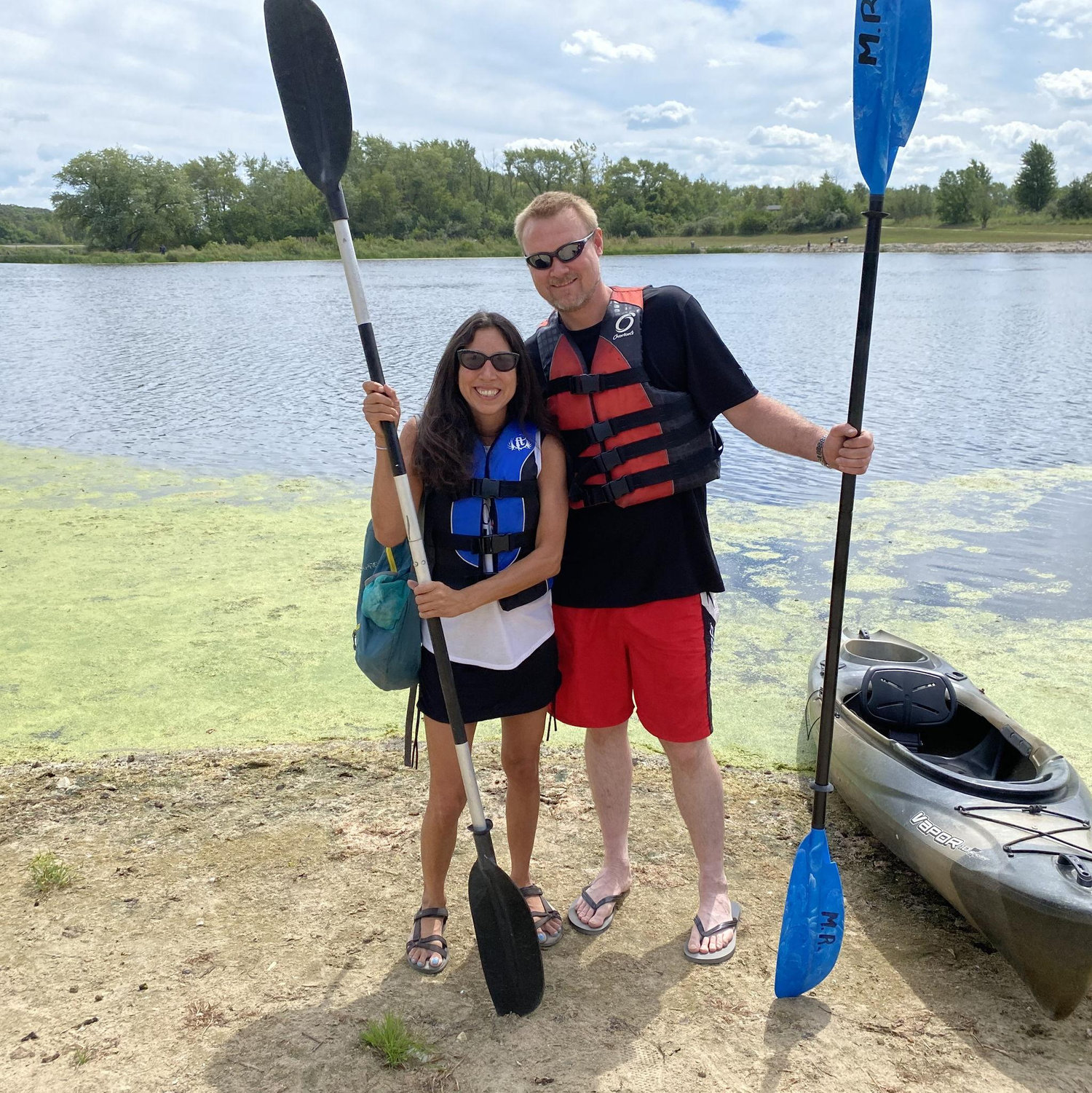 Our first kayak together, many many paddles ago.