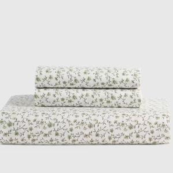 Classic Organic Percale Fitted Sheet Set - King - Green Florette