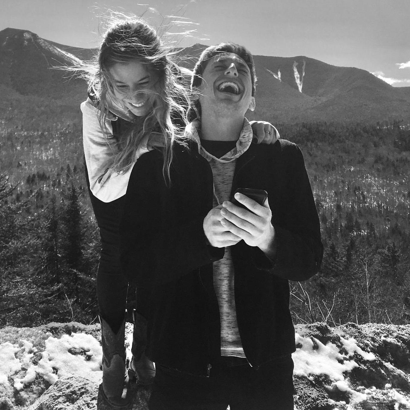 Brayden driving Emily around to see the sights of the White Mountains along the Kancamagus Highway.