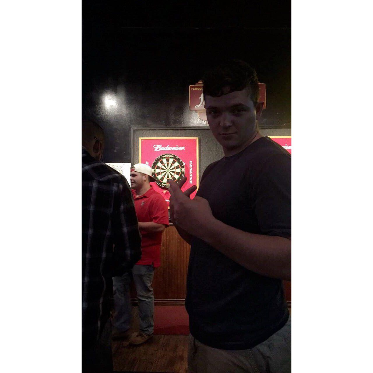 He told me to take a photo of him before he played darts