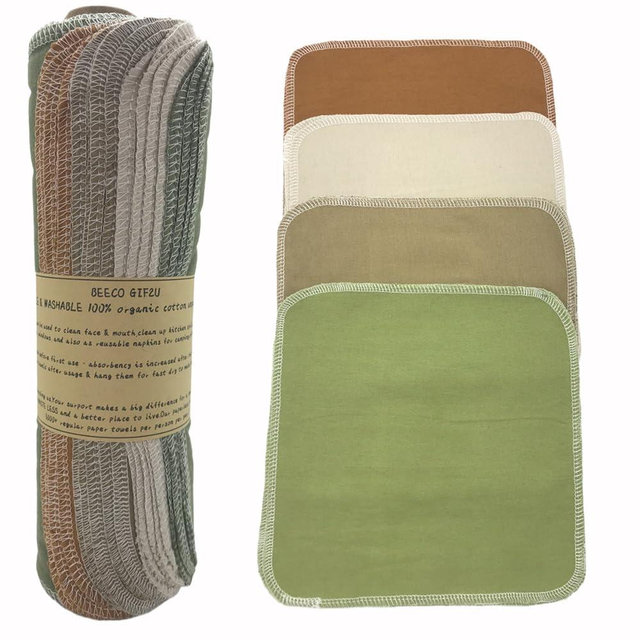 Reusable Paper Towel Rolls 20 Pack,Washable Napkin Cloth Value Set of 4 Colors 20 Pack of Paperless Towel-100% Cotton, Super Soft, Absorbent Made to Last (Solid Color A)