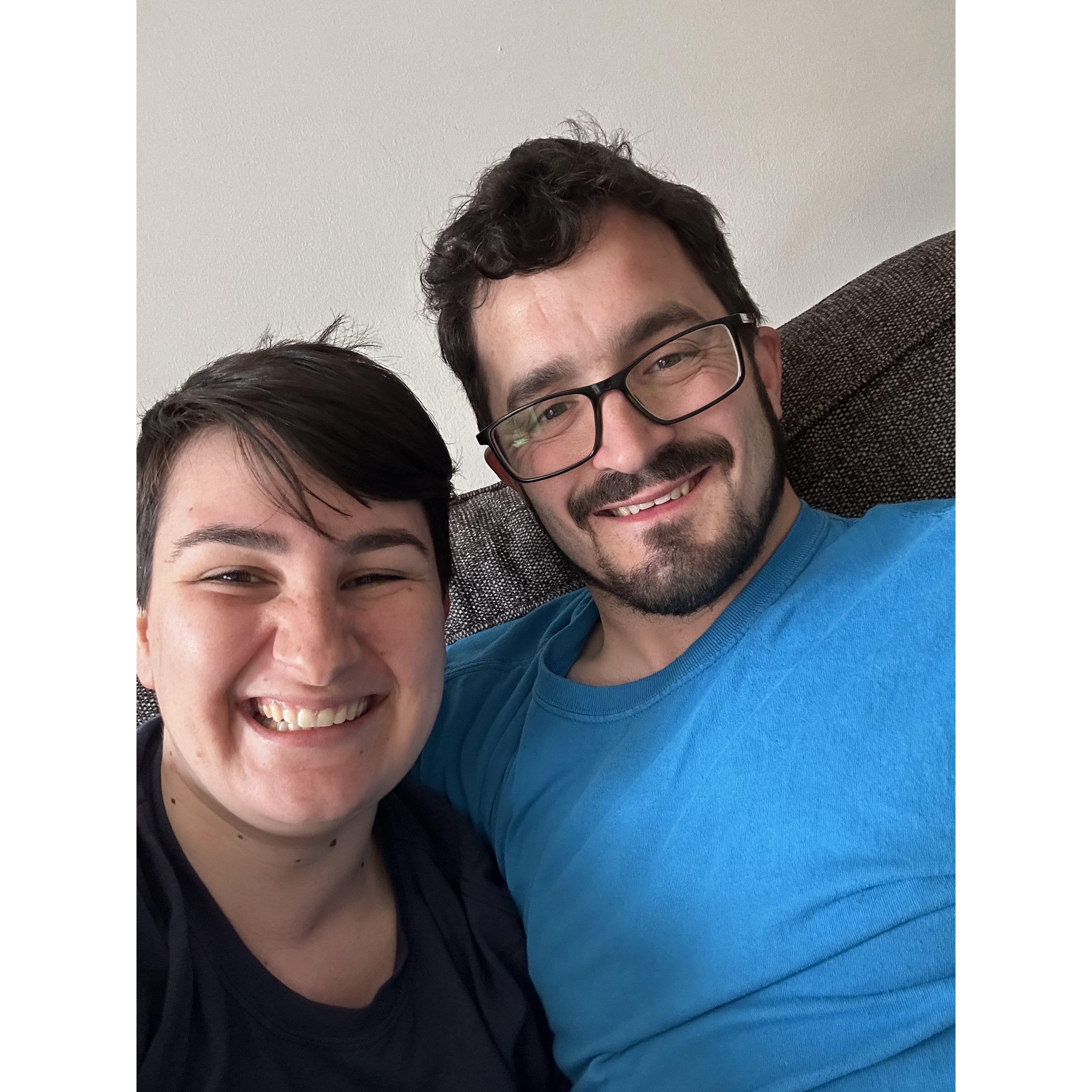 The day we got engaged - funny enough looks like Scott's in the same shirt from our first ever picture together. :)