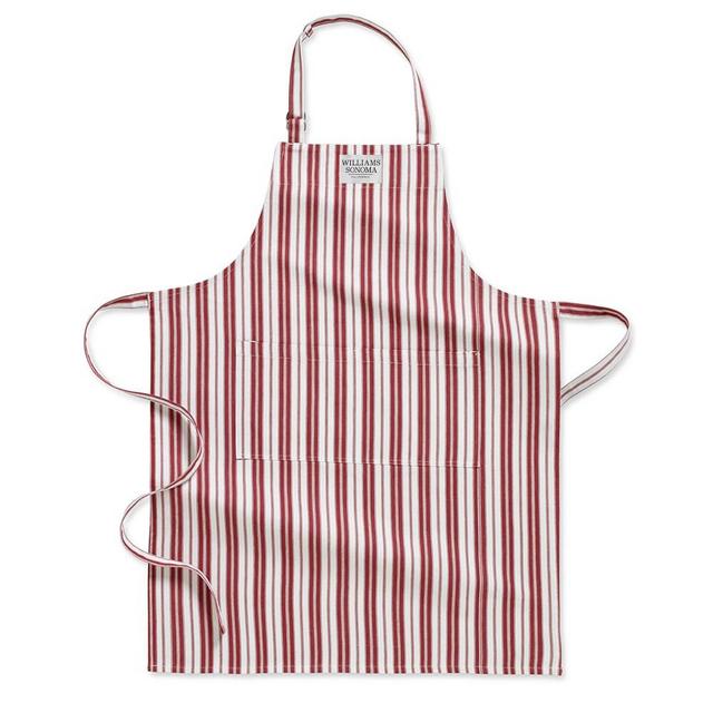 W19 Stripe Apron Claret Red