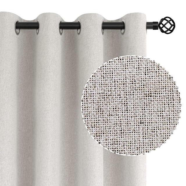 BGment Linen 100% Blackout Curtains 63 Inches with Liner for Bedroom Grommet Linen Textured Thermal Insulated Room Darkening Window Drapes for Living Room, 2 Panels, Each 52 x 63 Inch, Natural