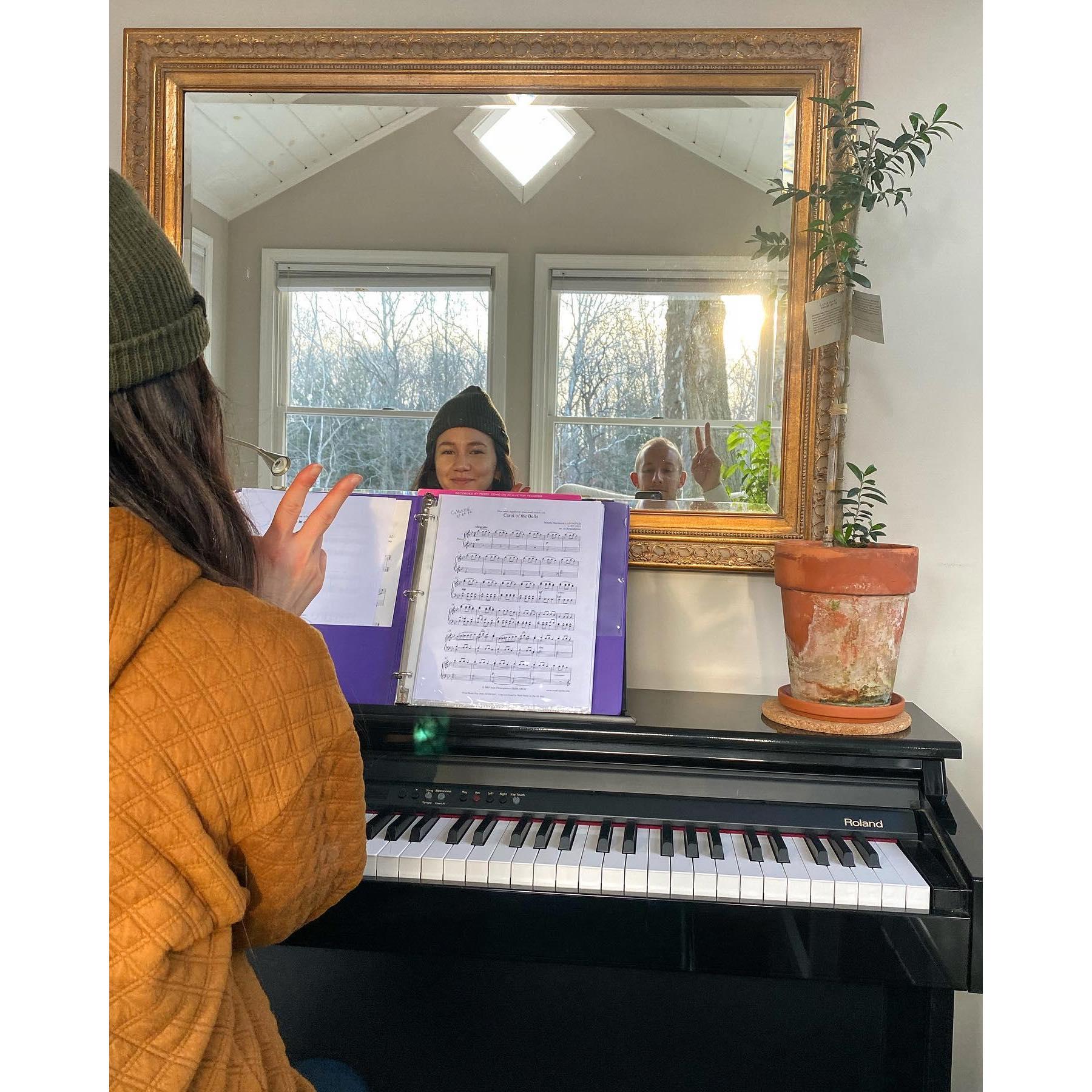 First Christmas together in Ithaca, NY accompanied by a live piano performance