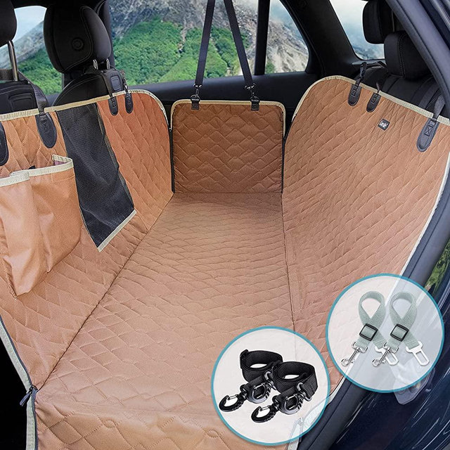 Lassie Dog Car Seat Covers for Back Seat 100% Waterproof with Mesh Visual Window Durable Scratchproof Nonslip Dog Car Hammock with Universal Size Fits for Cars, Trucks & SUVs