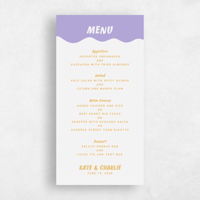 Purple Wedding Menu - Key West