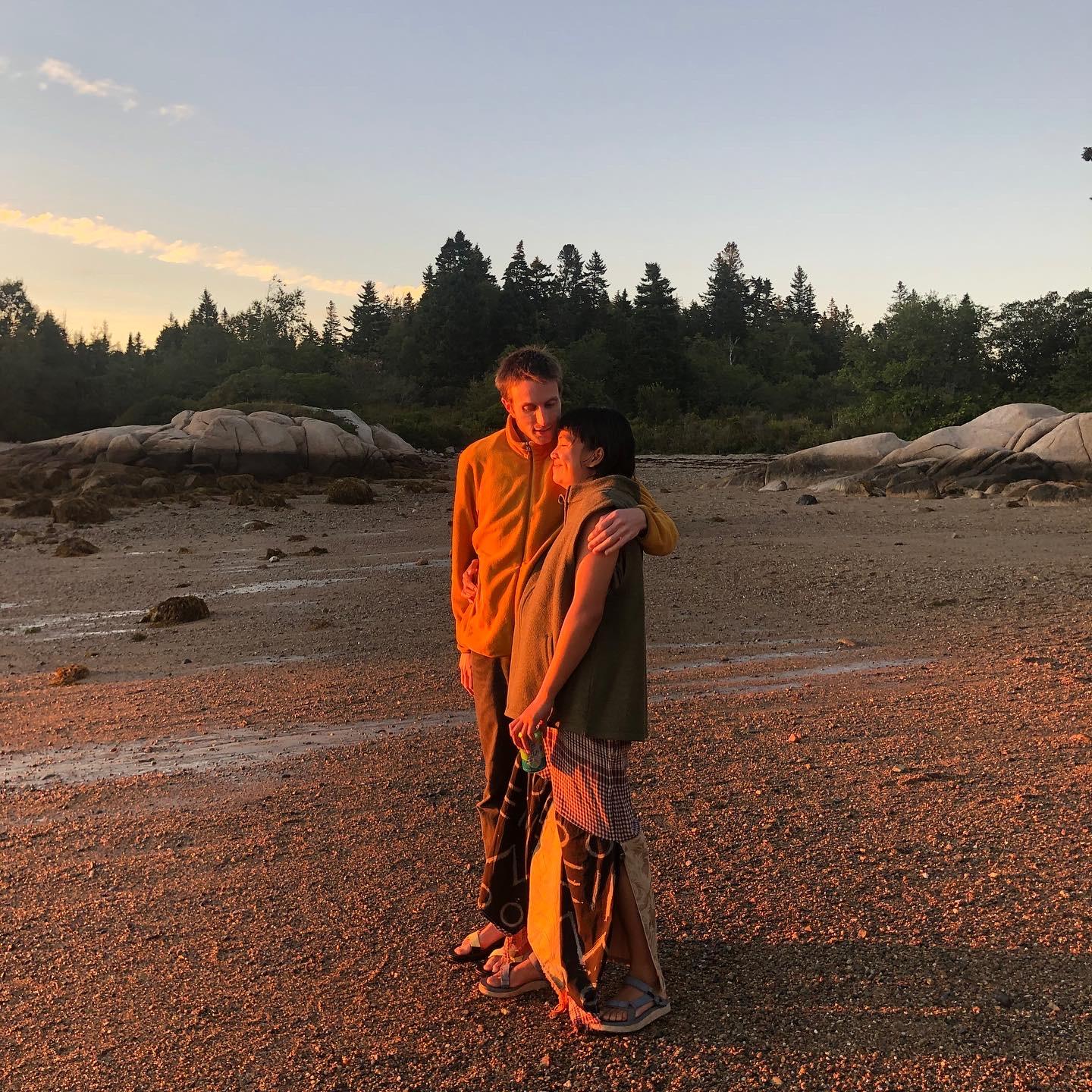 Sunset on the beach in Deer Isle, Maine, on a September 2020 visit back to the place where we met while taking workshops at Haystack Mountain School of Crafts in 2018